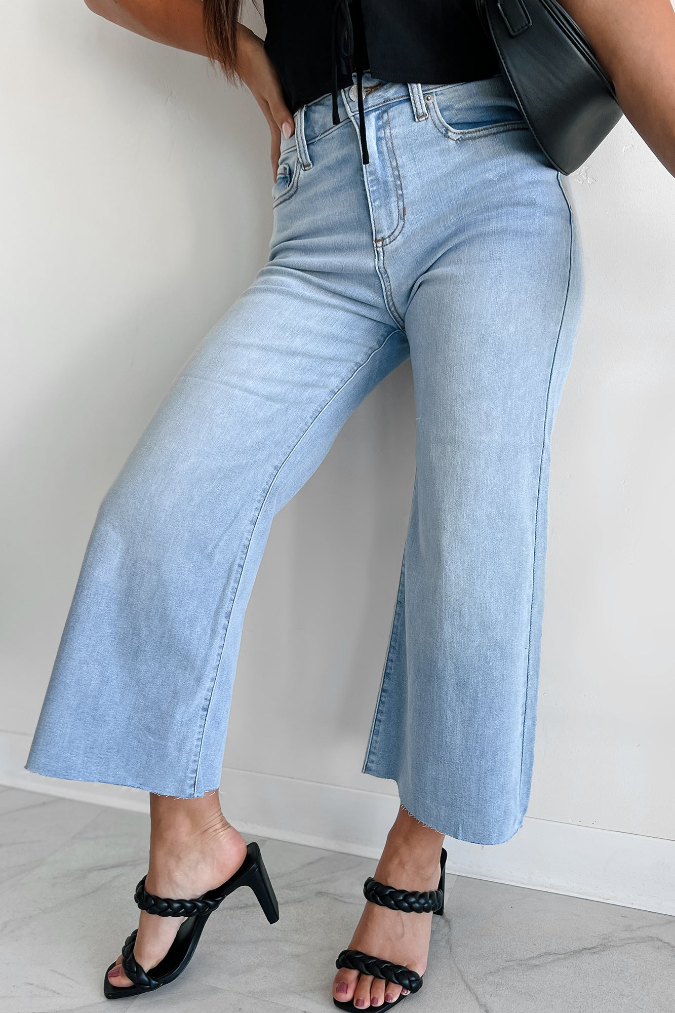Ansel High Rise Crop Wide Leg Sneak Peek Jeans (Light) · NanaMacs