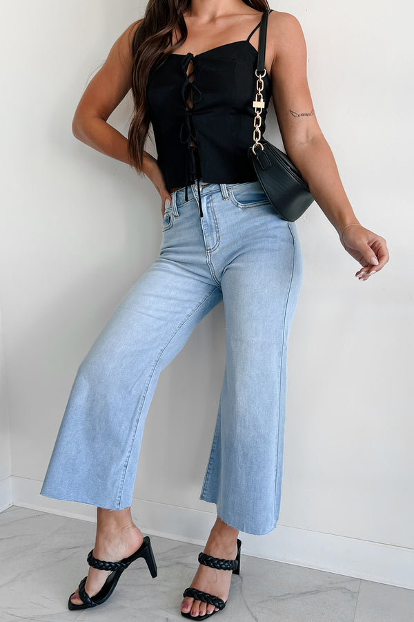 Ansel High Rise Crop Wide Leg Sneak Peek Jeans (Light) - NanaMacs