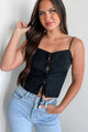 Just A Peek Tie-Front Tank Top (Black) - NanaMacs