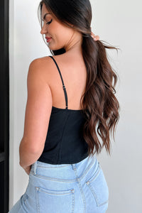 Just A Peek Tie-Front Tank Top (Black) - NanaMacs