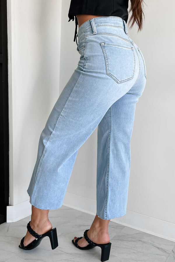 Ansel High Rise Crop Wide Leg Sneak Peek Jeans (Light) - NanaMacs