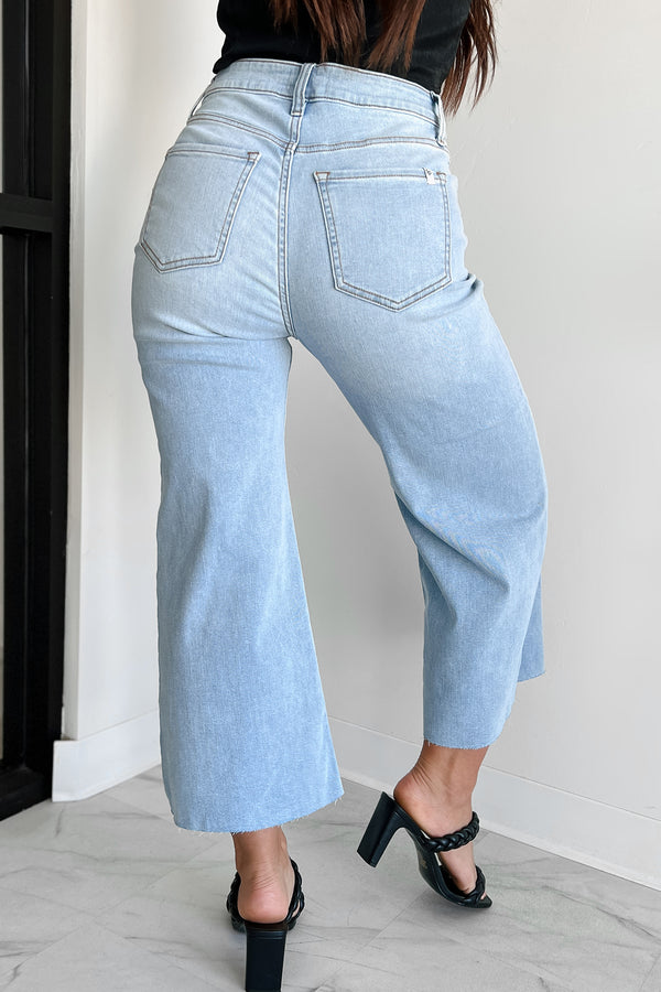 Ansel High Rise Crop Wide Leg Sneak Peek Jeans (Light) - NanaMacs