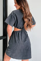 Smooth Moves Vintage Wash Cut-Out T-Shirt Dress (Black) - NanaMacs