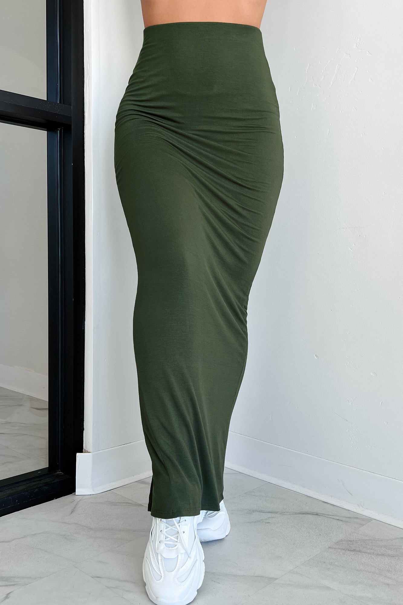 Comfort In Chaos Maxi Skirt (Olive) - NanaMacs