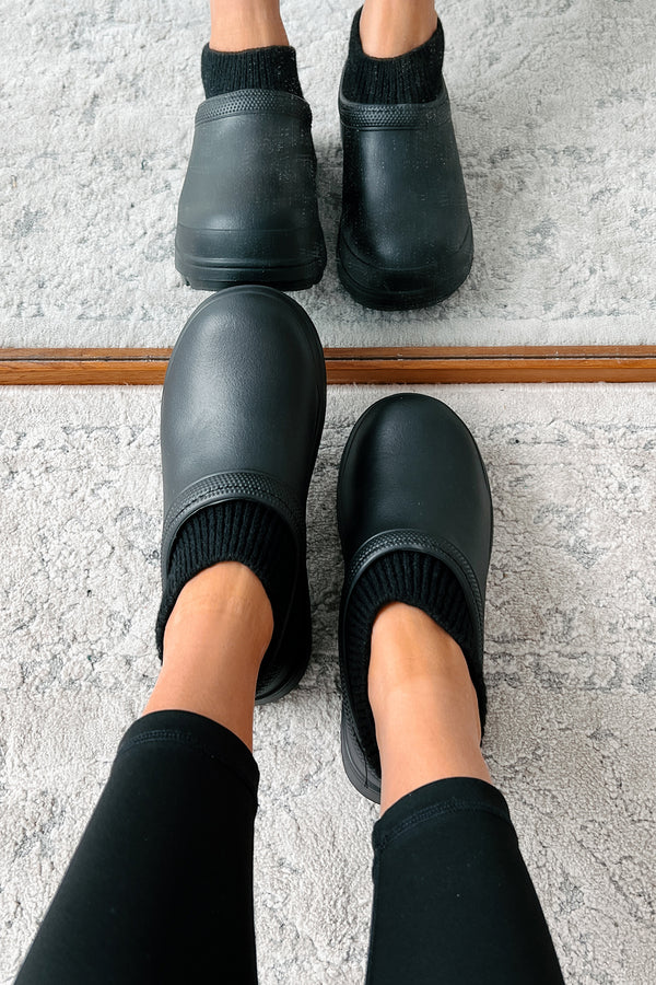 My Version Of Paradise Ankle Knit Rubber Clogs (Black) - NanaMacs