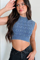 Looking Within Cable Knit Sweater Tank (Blue) - NanaMacs