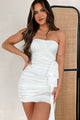 Romantic Entanglements Strapless Satin Mini Dress (Off White) - NanaMacs