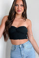 Tampa Nights Twist-Knot Textured Tube Top (Black) - NanaMacs