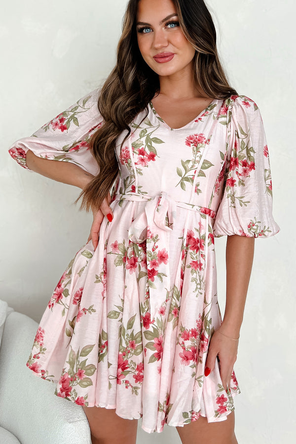 Charming Energy Floral Mini Dress (Blush Multi) - NanaMacs