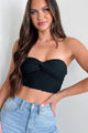 Tampa Nights Twist-Knot Textured Tube Top (Black) - NanaMacs