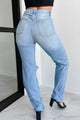 Don't Delay High Rise Distressed Straight Leg Dogma Jeans (Medium Wash) - NanaMacs