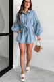 Modern Direction Denim Balloon Sleeve Romper (Denim) - NanaMacs