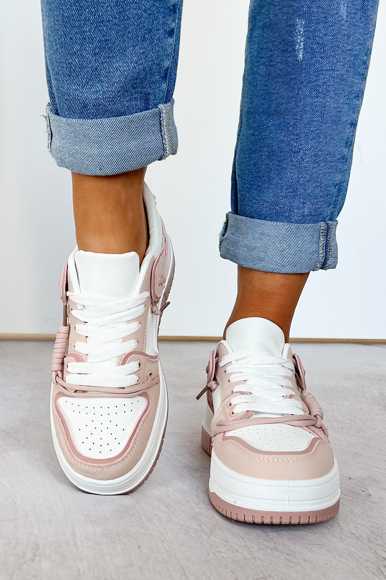 Fast Track Fashion Lace Up Platform Sneakers (Blush) - NanaMacs