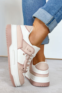 Fast Track Fashion Lace Up Platform Sneakers (Blush) - NanaMacs