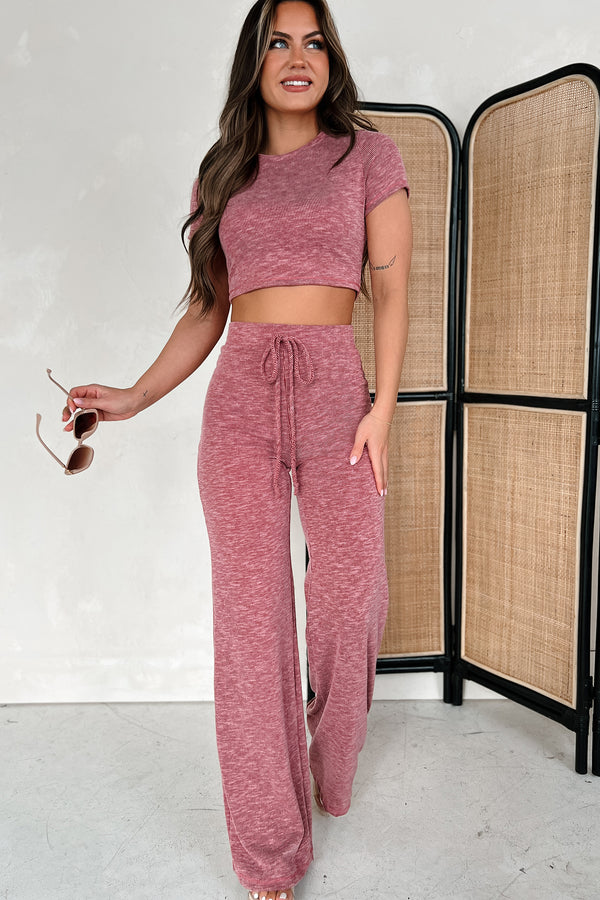 Low Expectations Ribbed Mineral Wash Lounge Set (Ruby) - NanaMacs