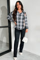 In Unfamiliar Territory Mixed Plaid Button-Up Shirt (Black) - NanaMacs