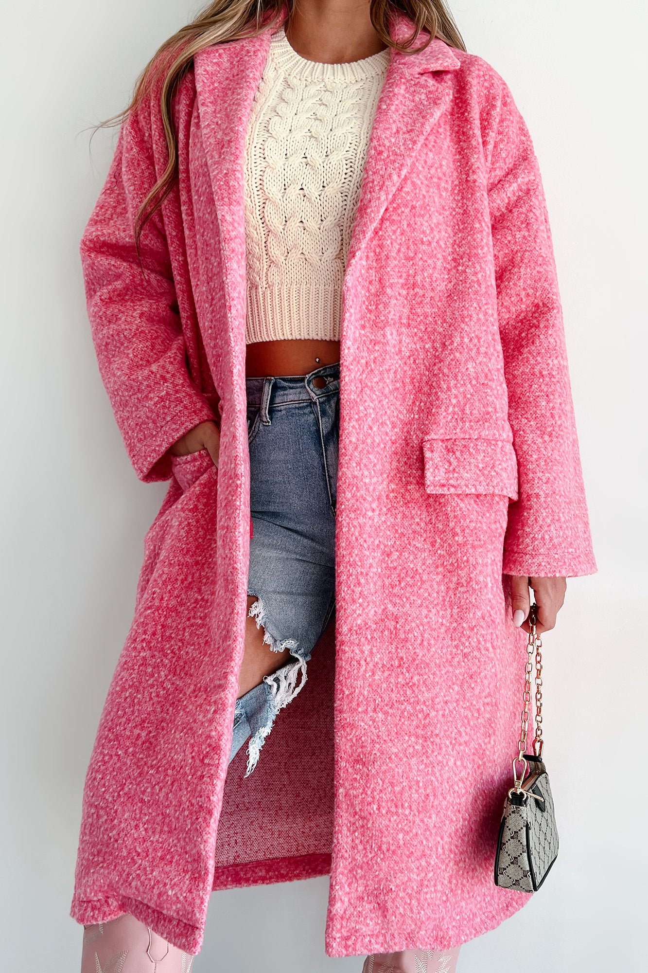 Bright & Bubbly Speckle Knit Jacket (Pink) - NanaMacs