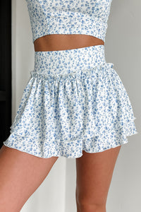 Work In Progress Tiered Floral Mini Skirt (Blue) - NanaMacs