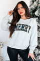 On The Cute List Graphic "Merry" Sweatshirt (Heather Grey) - NanaMacs