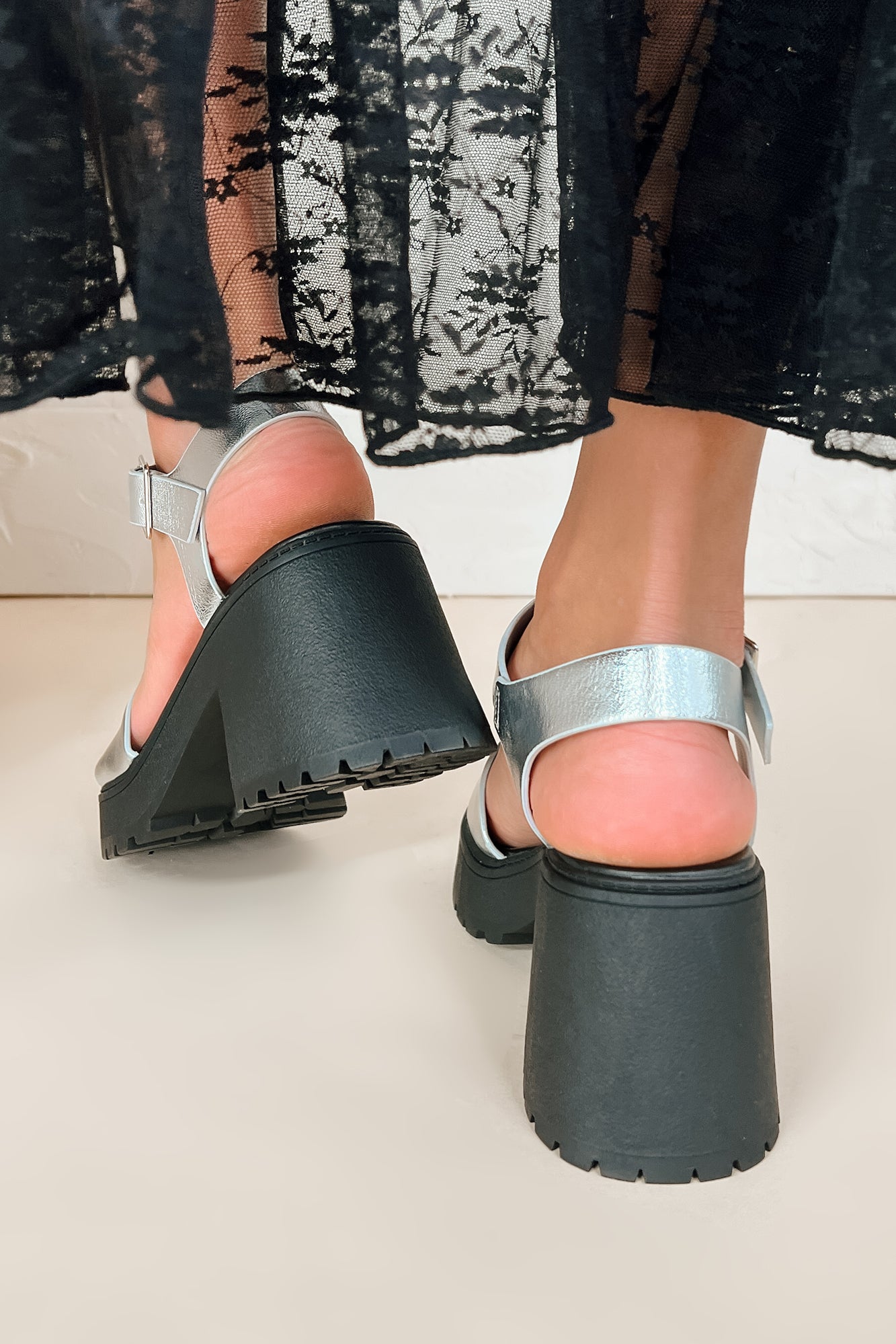 Interesting Take Chunky Platform Sandals (Silver) - NanaMacs