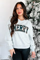 On The Cute List Graphic "Merry" Sweatshirt (Heather Grey) - NanaMacs