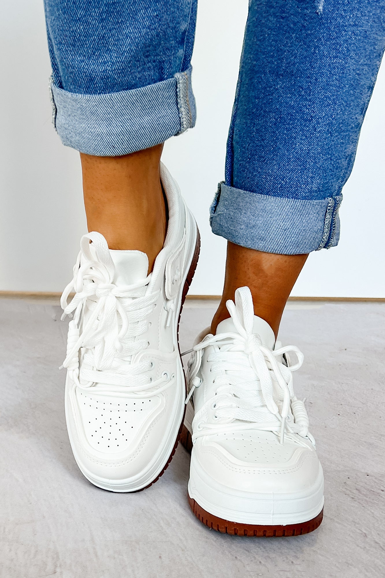 Fast Track Fashion Lace Up Platform Sneakers (White) - NanaMacs