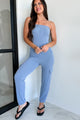 Talecia Wasabi + Mint Ribbed Strapless Jumpsuit (Light Denim) - NanaMacs