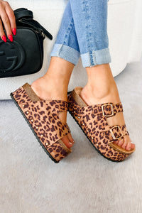 Edge Of Time Buckle Strap Platform Sandals (Leopard) - NanaMacs