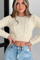 Pay It Forward Cable Knit Crop Sweater (Vanilla) - NanaMacs