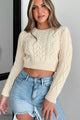 Pay It Forward Cable Knit Crop Sweater (Vanilla) - NanaMacs
