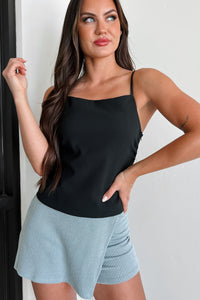 Posh Potential Square Neck Tank Top (Black) - NanaMacs