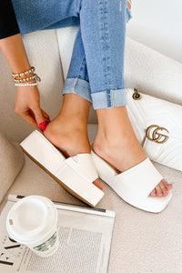 Effortless Edge Platform Wedge Sandals (White) - NanaMacs