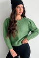 Committed To Cozy Shoulder Button Sweater (Green) - NanaMacs