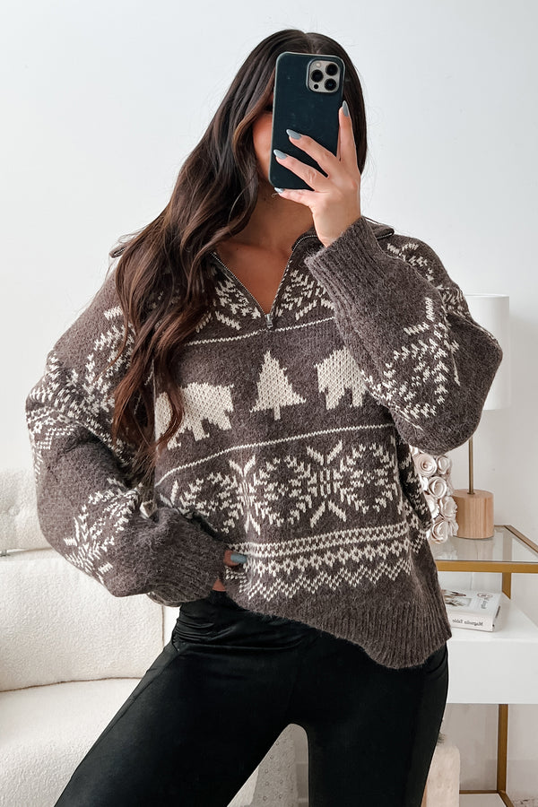 Northern Winters Fair Isle Sweater (Brown/Beige) - NanaMacs