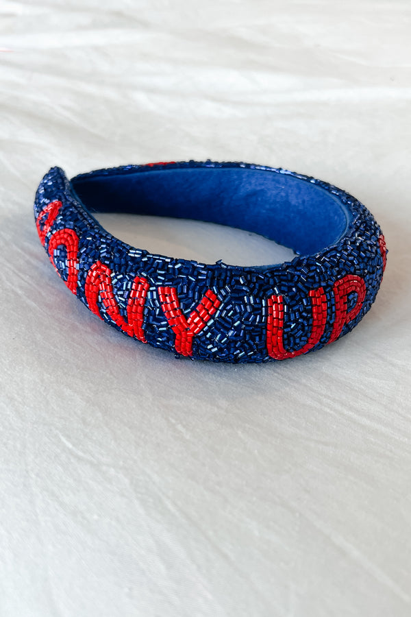 "Pony Up" Beaded Headband (Blue/Red) - NanaMacs