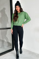 Committed To Cozy Shoulder Button Sweater (Green) - NanaMacs