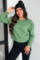 Committed To Cozy Shoulder Button Sweater (Green) - NanaMacs