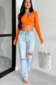 Angelique Sweater Knit Crop Tank & Shrug Set (Orange) - NanaMacs