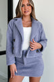 Cozy Glam Sherpa Jacket & Mini Skirt Two-Piece Set (Dark Lavender) - NanaMacs