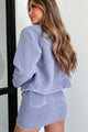 Cozy Glam Sherpa Jacket & Mini Skirt Two-Piece Set (Dark Lavender) - NanaMacs