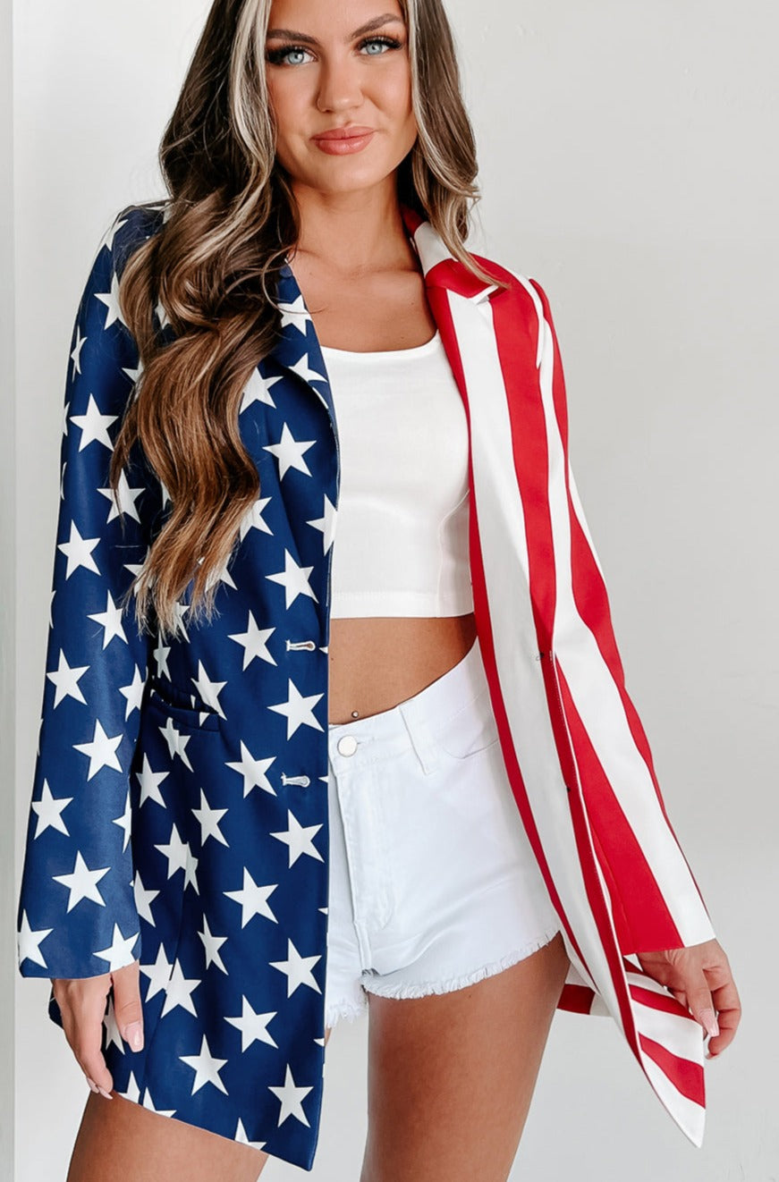 Nothing More American Flag Blazer (Red/White/Blue) - NanaMacs