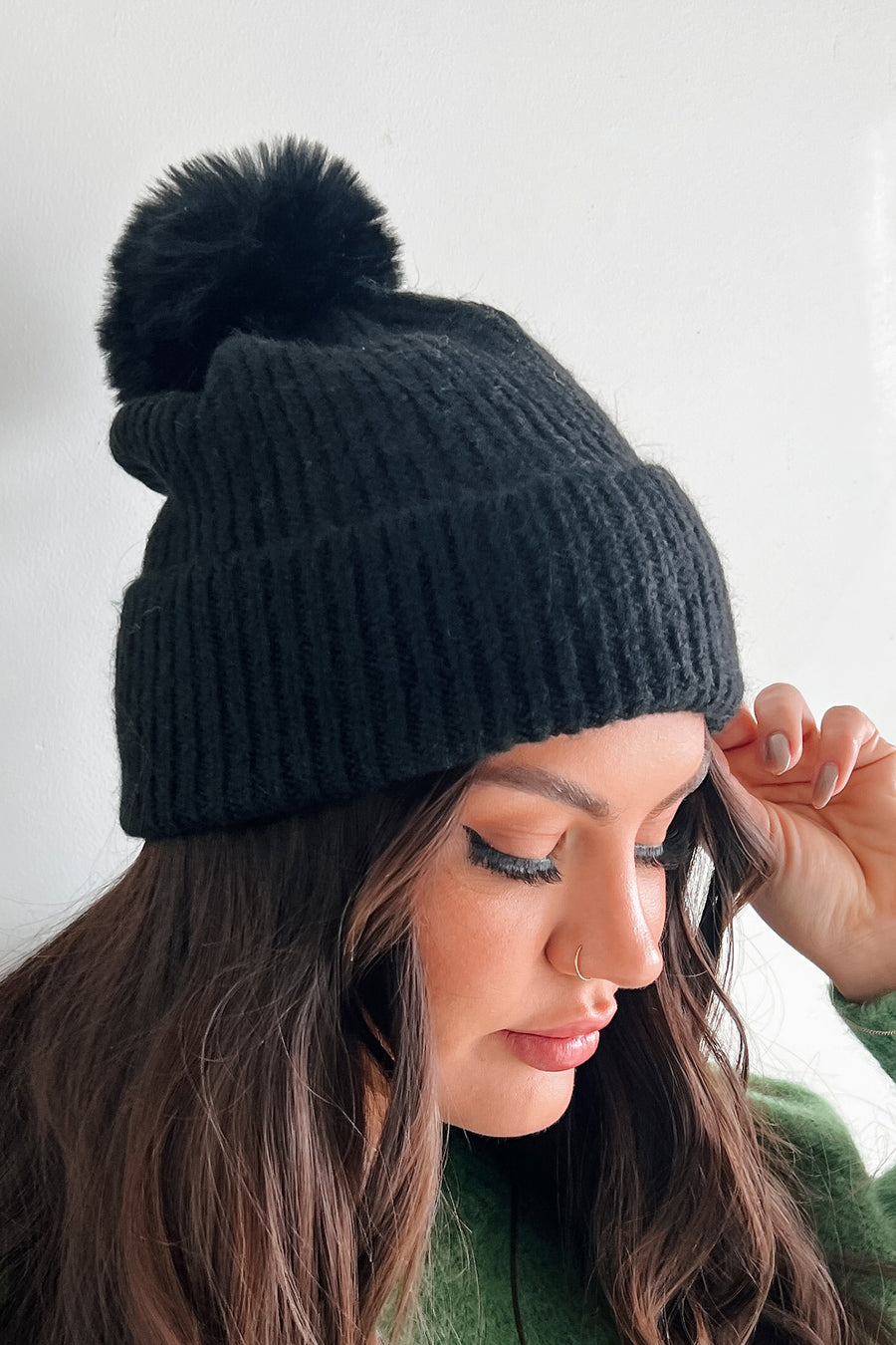 Slope Style Ribbed Pom Beanie (Black) - NanaMacs