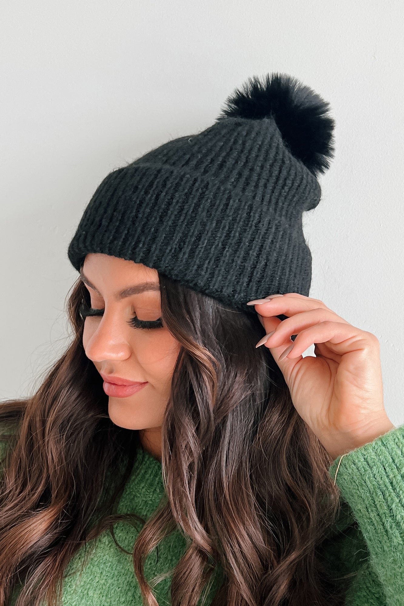 Slope Style Ribbed Pom Beanie (Black) - NanaMacs