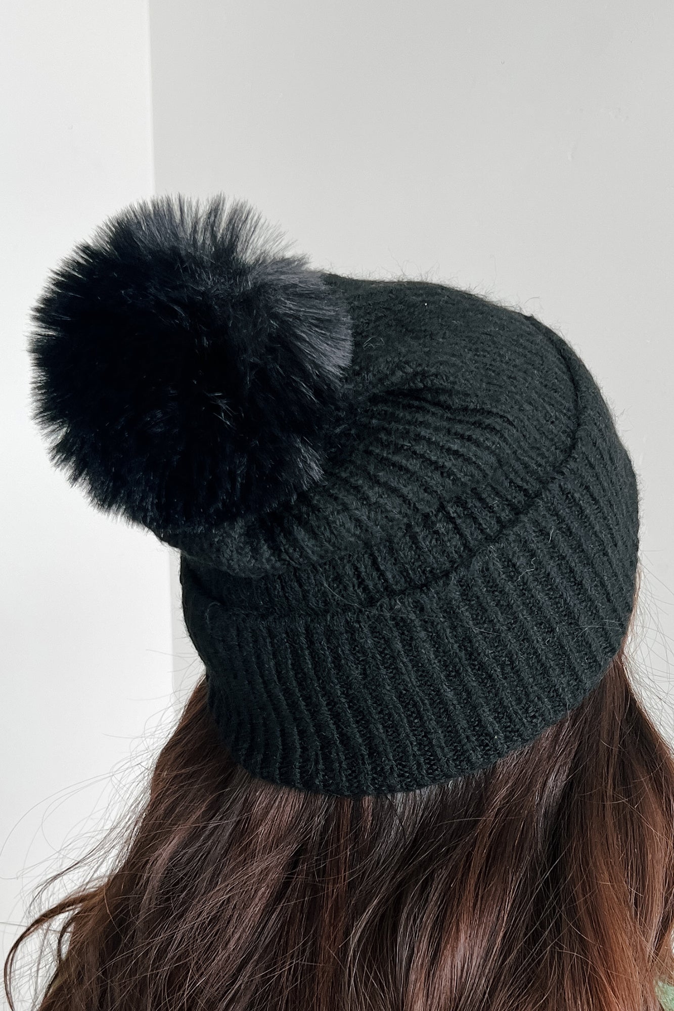 Slope Style Ribbed Pom Beanie (Black)