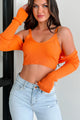 Angelique Sweater Knit Crop Tank & Shrug Set (Orange) - NanaMacs