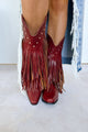 Shoot From The Hip Fringe Western Booties (Maroon) - NanaMacs