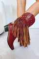 Shoot From The Hip Fringe Western Booties (Maroon) - NanaMacs