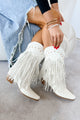 Shoot From The Hip Fringe Western Booties (White) - NanaMacs