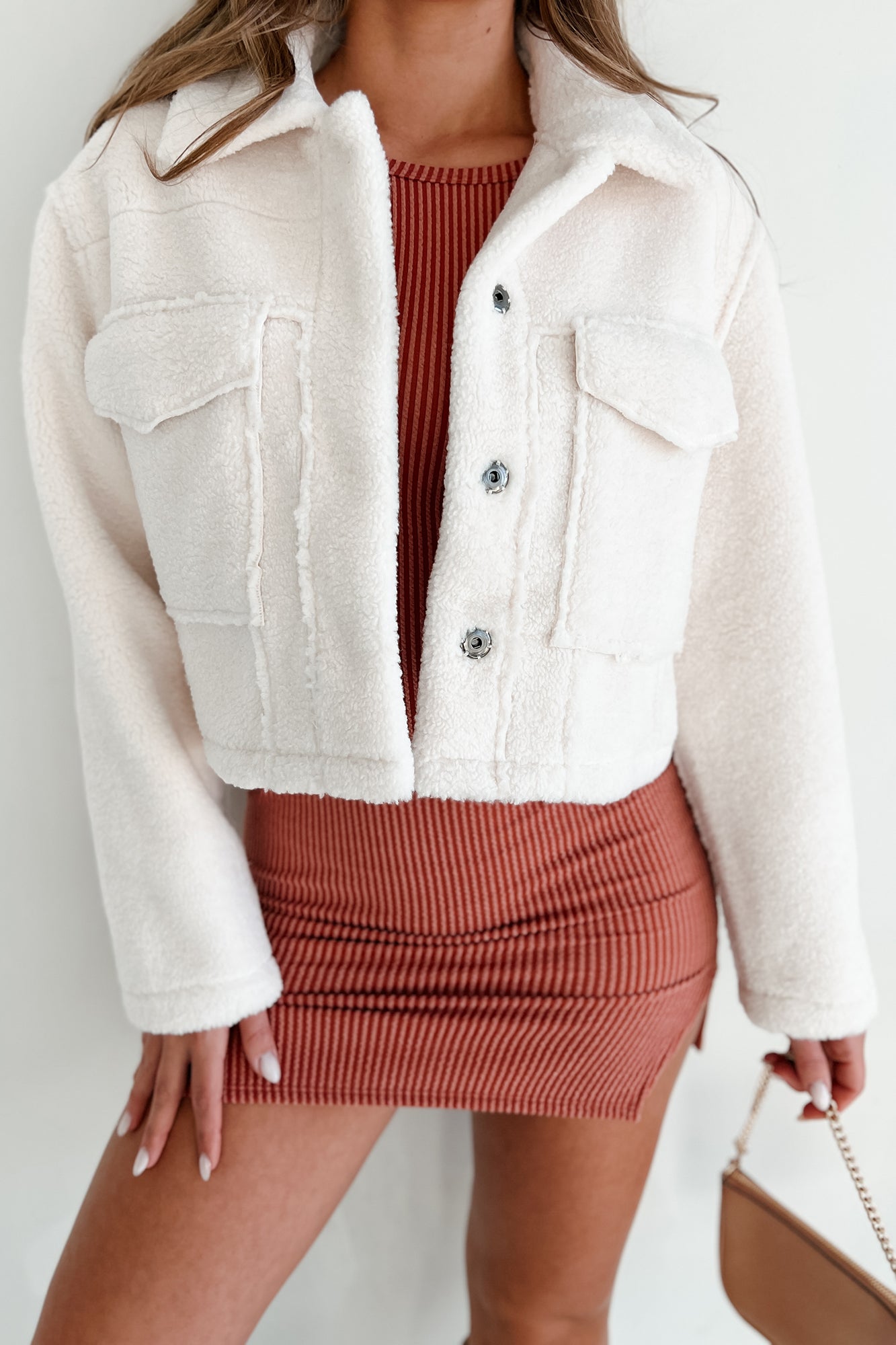 Lodge Life Reversible Shearling Crop Jacket (Cream/Cream) - NanaMacs