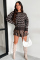 Make My Day Faux Leather Ruffle Mini Skirt (Chocolate)